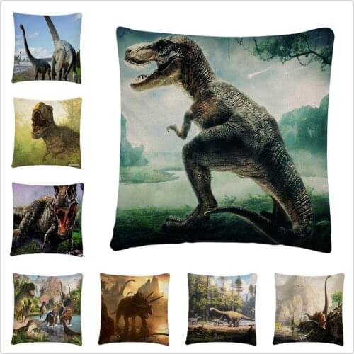 Ancient dinosaur pattern Linen Cushion Cover Pillow Case for Home Sofa Car Decor Pillowcase 45X45cm