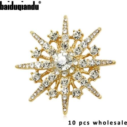 Lof of 10pcs Wholesale Factory Direct Price High Quality Crystal Rhinestones Starburst Brooch Pins