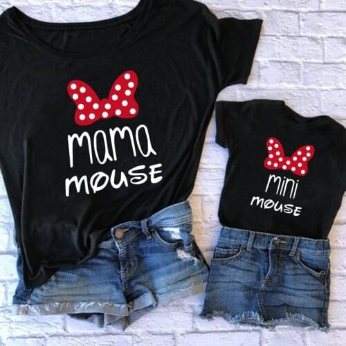 Fashion Family Matching Clothes Mama and Mini Mouse T-Shirt for Mother&Daughter Cute Short Sleeves Tops Family Matching Outfits