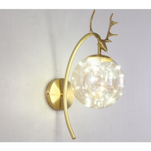 Nordic Led Gypsophila Antlers Wall Lamp Luxury Glass Ball Sconce Light Home Decoration for Bedroom Bedside Corridor Corner Aisle