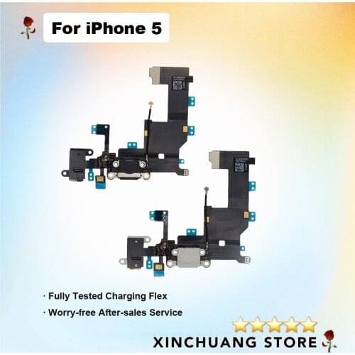 Original Quality Charging Charger Port USB Dock Connector Flex Cable For iPhone 5 - 5C - 5S With Headphone Audio Jack & Mic