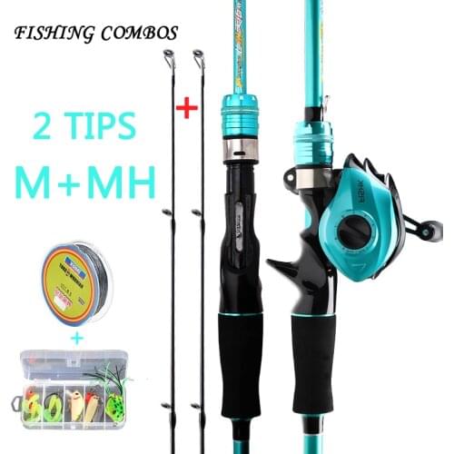 OURBEST Carbon Lure Fishing Rod Set Spinning Casting Rods Combos With Baitcasting Reels