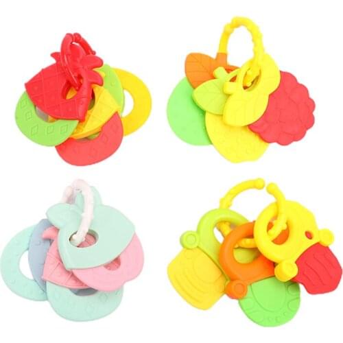 Baby Soft Rubber Rattle Teether Toy Newborn Chews Food Grade Silicone Teethers Infant Training Toy Chew Toys Kid