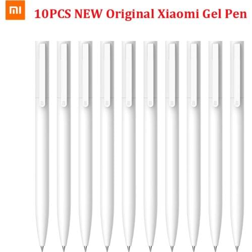 Original Xiaomi Mi 10Pcs Gel Pen 0.5mm Black Refill No Cap Bullet Pen Smooth Switzerland MIKRON Nib Japanese Ink Stationery Pens