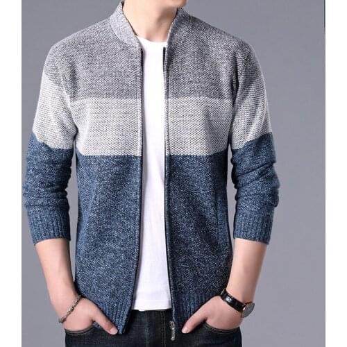 Autumn Winter Fashion Mens Sweaters Patchwork Knitted Cardigan Coats Brand Clothing Mans Knitwear Sweatercoats Tops Outerwear