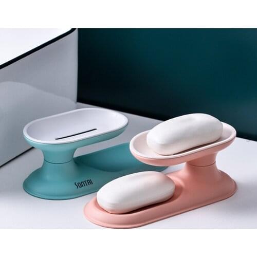 Nordic Soap Dishes Tray Holder Storage Soap Rack Plate Double-layer Storage Box Bathroom Soap Dish Storage Box Bathroom Supplies