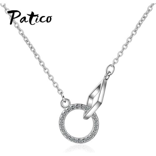 Top Vendedor New Cubic Zircon Circle Pendant Necklaces 925 Sterling Silver Women Jewelry Friendship Gift Geometric Statement