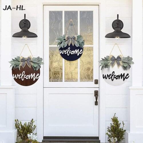 Front Door Rustic Door Hangers with Premium Greenery for Home Decoration Welcome Wreath Sign for Farmhouse Front Porch Decor
