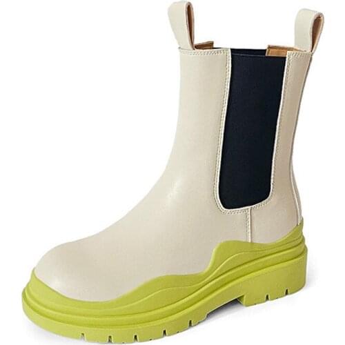 New Spring Autumn Women Boots Fshion Cindy Color Block Martens Boots Ladies Outdoor Cool Motorcycle Bootas Woman High Top Shoes