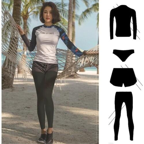 Womens 4pcs set Long Sleeve Rashguard UV Sun Protection Swimsuit Padded Full Body Bathing Suits Surf Dive Skins Yoga Run Cloth