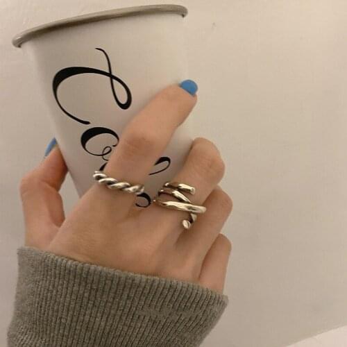 Morivovog 925 Sterling Silver Retro Weave Thick Chain Rings for Women Japan Harajuku Style Punk Statement Rings Simple Jewelry