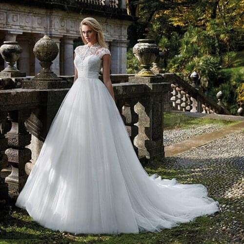 Glam High Neck Sleeveless Beach Boho Wedding Gowns Keyhole Back Ball Gown Appliques Tulle Bridal Dresses Vestidos De Fiesta