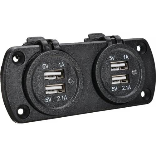 1pc 5V 2.1A Car 4 USB Charging Ports Socket Power Charger Cables Adapters LED Light For Auto Camper Van Truck 105x43mm