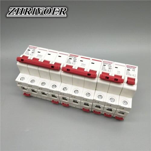 1Pcs AC220V-400V DZ47 1P 2P 3P 4P 6A 10A 16A 20A 25A 32A 40A 50A 63A Mini Circuit Breaker Cutout Miniature Household Air Switch