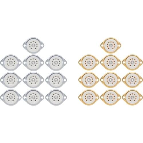 10PCS GZC9-F B9A New 9Pin Plated Tube Sockets Ceramic Base Suitable for 12Ax7/12Au7/12AT7