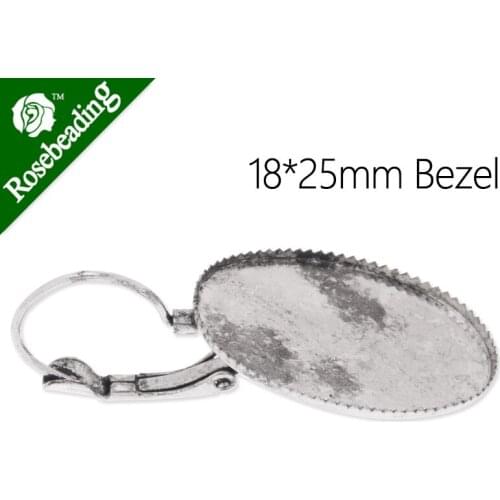 18x25mm Antique Silver Plated Oval Brass French Lever Back Earrings Blank,fit 10x14mm glass cabochons;sold 50pcs/lot-C3758
