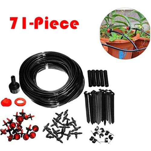 23M DIY Micro Drip Irrigation System Automatic Watering Garden Hose Micro Drip Watering Kits 71 Pcs with Adjustable Drippers