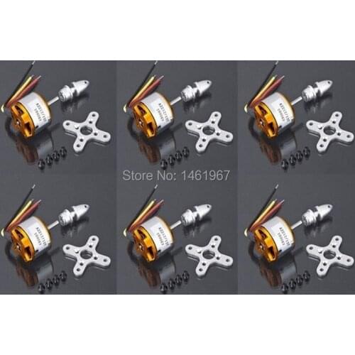 6pcs A2212 Brushless Motor 930/1000/1400/2200KV for RC F450 F550 Aircraft Plane Multi-copter Brushless Outrunner Motor