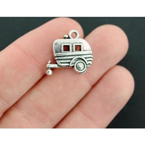 8Pcs 18x19mm 3D Camper Trailer Charms Antique Silver Color Tone Pendant Findings Diy Aesthetics Accessories Handmade Jewelry