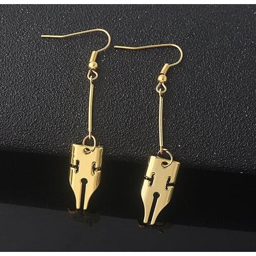 Anime JoJos Bizarre Adventure Cosplay Rohan Kishibe Earrings For Women Men Pen Nib Cherry Metal Stud Ear Jewelry Gift