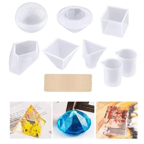 Aouke 18 Combined Silicone Mold Suit Size Measuring Cup Crystal Epoxy Resin Glue DIY Jewelry Decoration Kit Silicone Mold