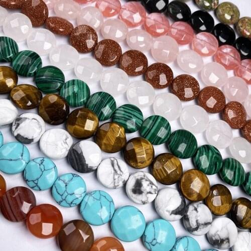 17Pcs Natural Stone Beads Round Section Semi-precious Loose Beads For Jewelry Making DIY Necklace Bracelet Anklet Accessory