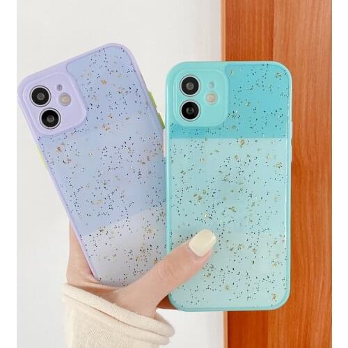 Bling Gold Foil Phone Case For iPhone 12 11 Pro X XR XS Max 7 8 Plus SE 2 12 Mini Luxury Contrast Color Soft TPU For iPhone 11