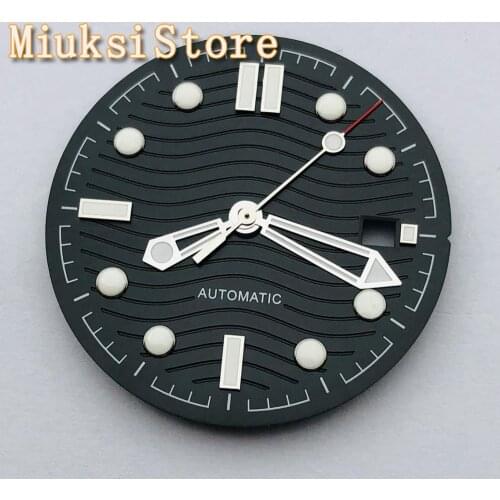 Black dial with silver hands luminous fit NH35 NH36 ETA 2824 2836 Miyota 8205 8215 821A Mingzhu DG 2813 3804 movement