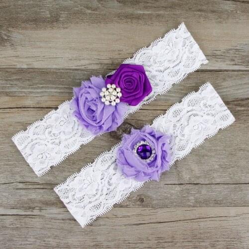 2pcs/Lot Elegant Wedding Garters Set Classical Purple Beaded Bridal Toss Garter Purple & Lilac Customize size Keep Garter