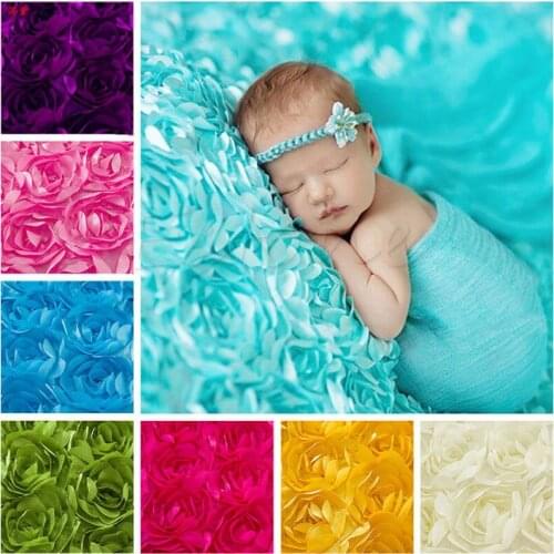 Newborn Baby 3D Photography Photo Prop Rose Flower Backdrop Blanket Rug 11 Colors