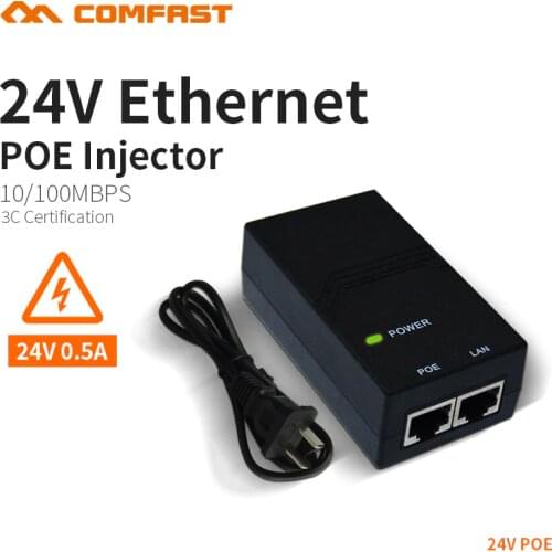 COMFAST POE Injector for CCTV IP Camera USA or EU Power Over Ethernet Injector POE Switch Ethernet Adapter POE 24V 0.5A