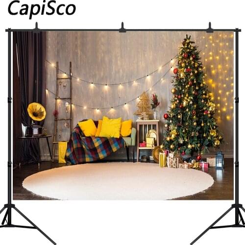 Capisco New Year Christmas Tree Interior Scenery Baby Photography Backgrounds vinyl Photographic Backdrops For Photo Studio