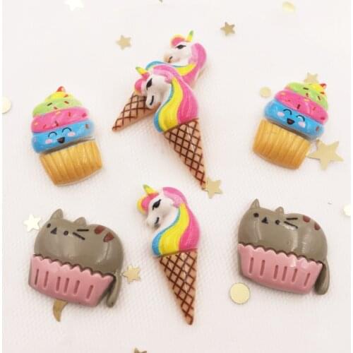 Mixed Resin Kawaii Colorful Ice Cream Combination Flat Back Stone Scrapbook 12 Pcs DIY Home Decor Figurines Crafts OF87A