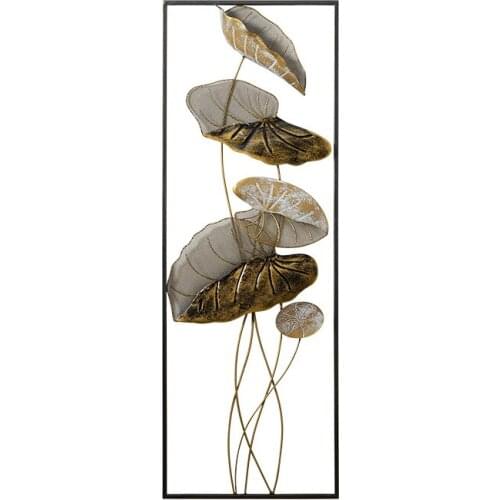 Chinese 3D Wrought Iron Lotus Leaf Wall Mural Decoration Home Livingroom Wall Hanging Ornaments Hotel Porch Wall Sticker Crafts