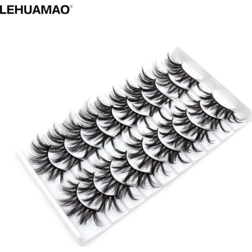 LEHUAMAO 5/10/16pairs 3D Faux Mink Lashes Natural False Eyelashes Dramatic Volume Fake Lashes Makeup Eyelash Extension Silk Lash