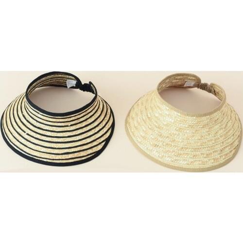 Summer Beach Women Men Empty Top Sports Wind Straw Woven Color Matching Play Wide Eaves Cotton Sun Hat UPF 50+ Beach Caps A30