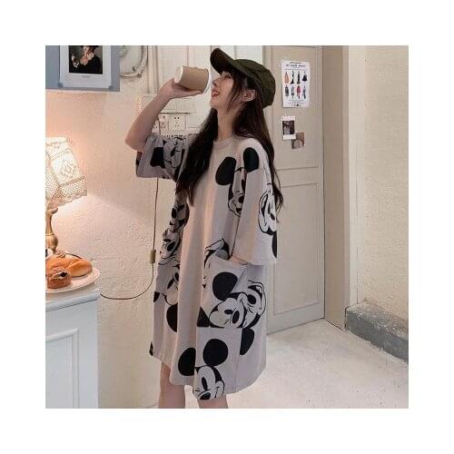 Disney mickey mouse summer Short-sleeved T-shirt womens the round neck t-shirt