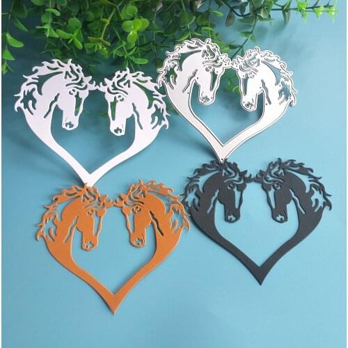Two horses heart-shaped metal cutting template DIY scrapbook, card making, embossing crafts, photo album decoration