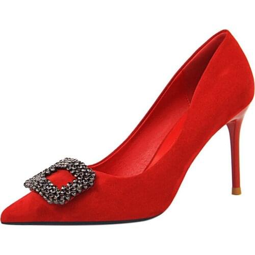 Fashion Women Heels Ladies Shoes Heels Metal Button Women Pumps Women Shoes High Heels Office Free Shipping