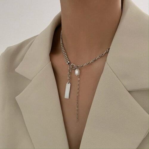 Fashion Pearl Pendant Necklace Women Punk Harajuku Cuban chain Cute Choker Hip Hop Jewelry Gifts