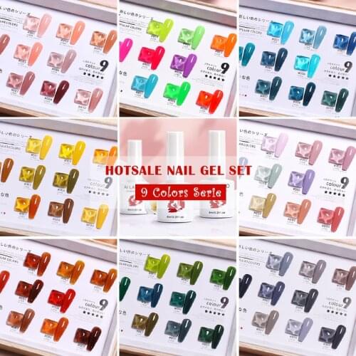 Eleanos Gel Nail Polish Kits 6/9 Colors Set Sequin Glitter Cat Eye UV LED Nail Gel Lacquer Set Base Coat Pure Color Gel Varnish