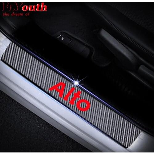 Car Door Sill Scuff Plate For Suzuki Alto Reflective 4D Carbon Fiber Sticker Welcome Pedal Threshold Auto Accessories 4Pcs/set