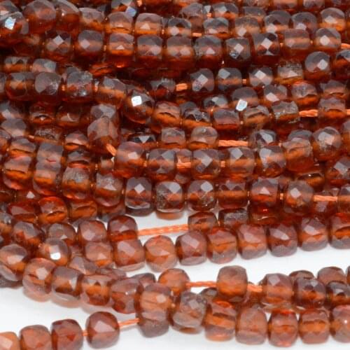 Natural Spessartine Garnet Faceted Irregular Cube Beads 4mm~4.2mm, Surface With Defects