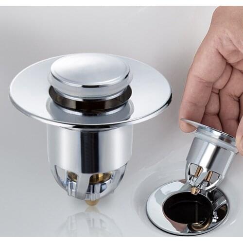 Stainless Steel Bounce Core Push Type Drainage Filter Universal Wash Basin Push Type Sink Bathroom Bathtub Plug Water Stop