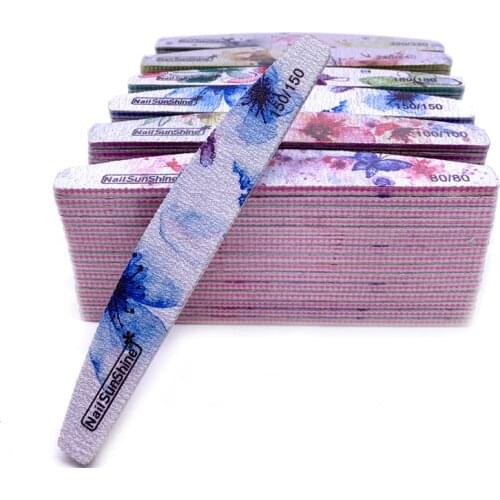 50pc Nail File Strong Sandpaper Washable Nail Buffer Block 80/100/150/180/240/320 Grit Lime a ongle Manicure File Flower Printed