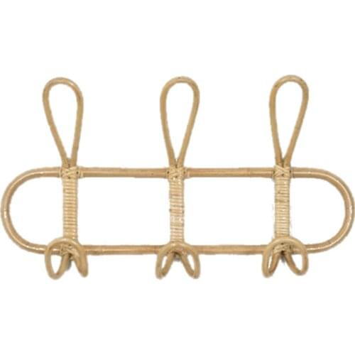 Rattan Wall Hooks Kids Garments Organizer Rack Clothes Hat Hanging Hook Rattan Hanger Kids Room Decor Hanger