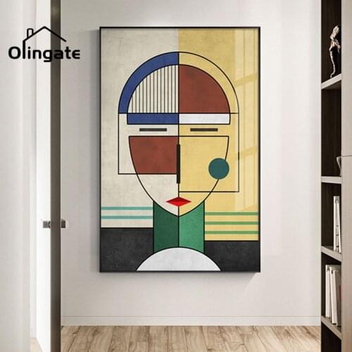 Geometric Splice Face Canvas Poster Prints Modern Abstract Figure Painting One Piece Wall Art Home Decor for Living Room Bedroom