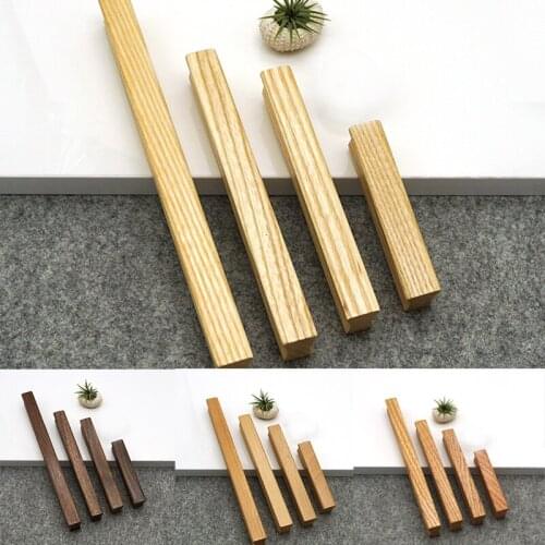 1PCS Cabinet Wardrobe Natural Solid Wood Handles Furniture Drawer Closet Dresser Cupboard Door Pulls With Screws