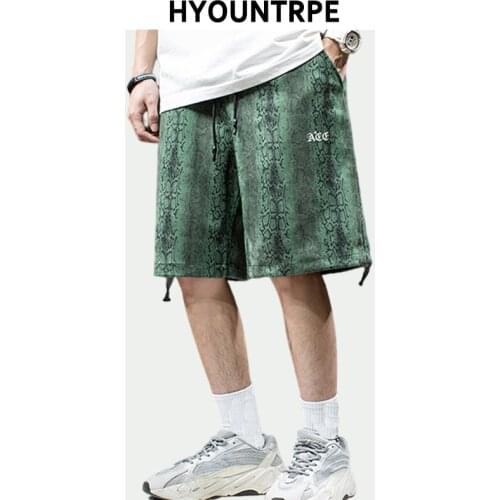 Mens Hip Hop Snake Printed Loose Shorts Elastic Waist Pants Shorts New Casual Plus Size Drewstring Streetwear Sportswear Joggers