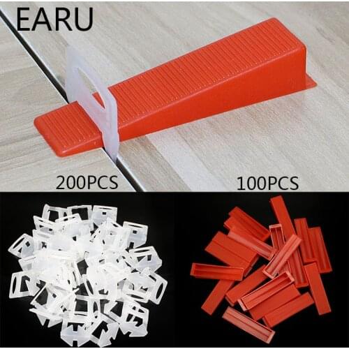 300pcs Plastic Ceramic Tile Leveling System 200 Clips+100 Wedges Tiling Floor Wall Carrelage Tools Clips Spacers Locator Leveler